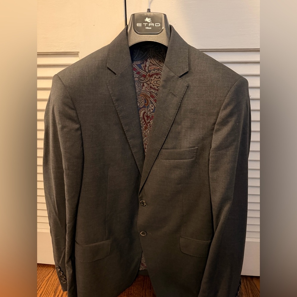 Etro Charcoal Blazer with Paisley Lining